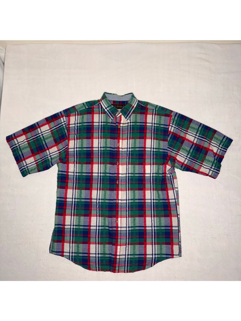 Vintage Mens Business Casual Plaid Button Up